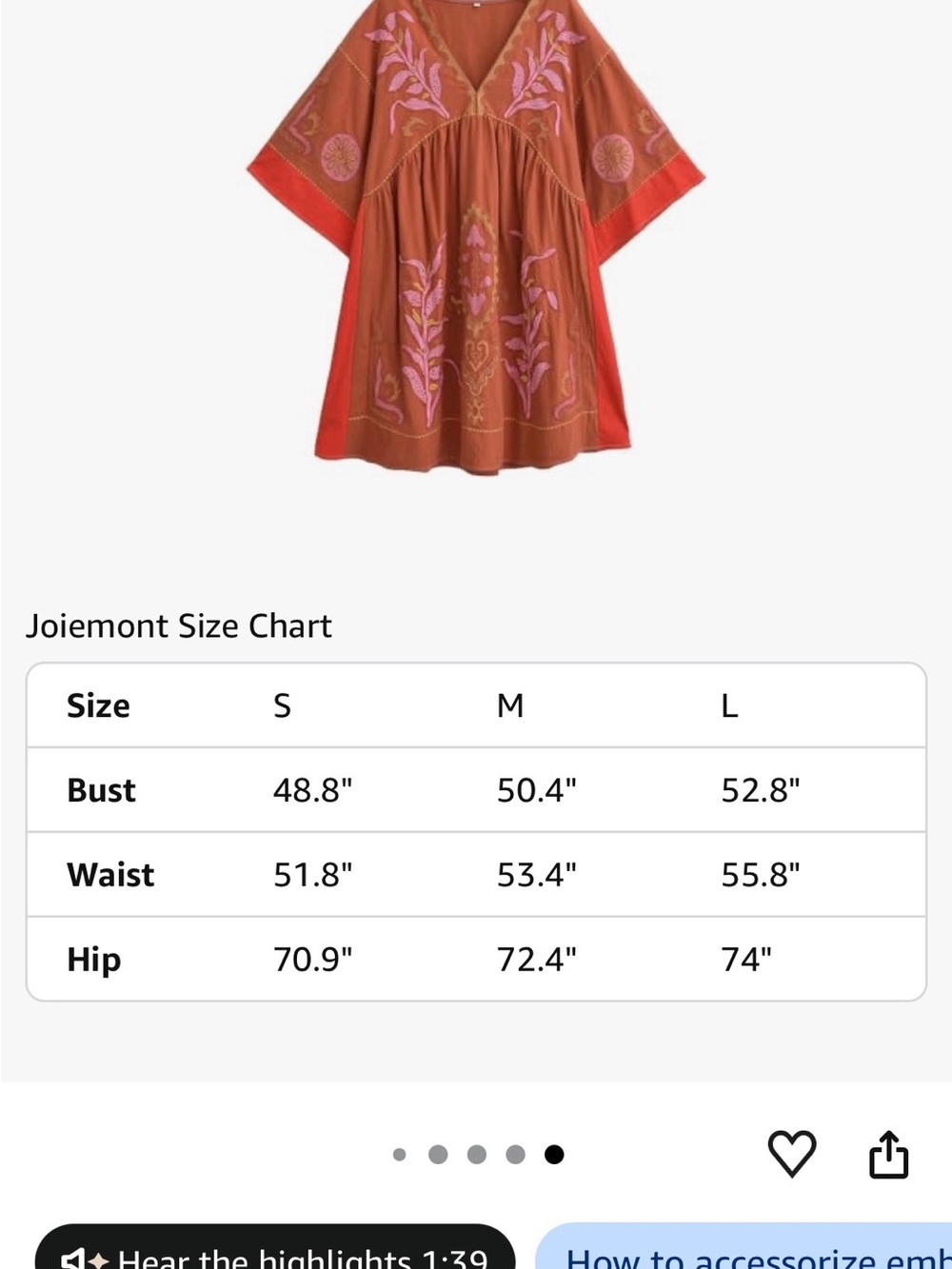 Rust & Pink Boho Embroidered Dress - Picture 2 of 3